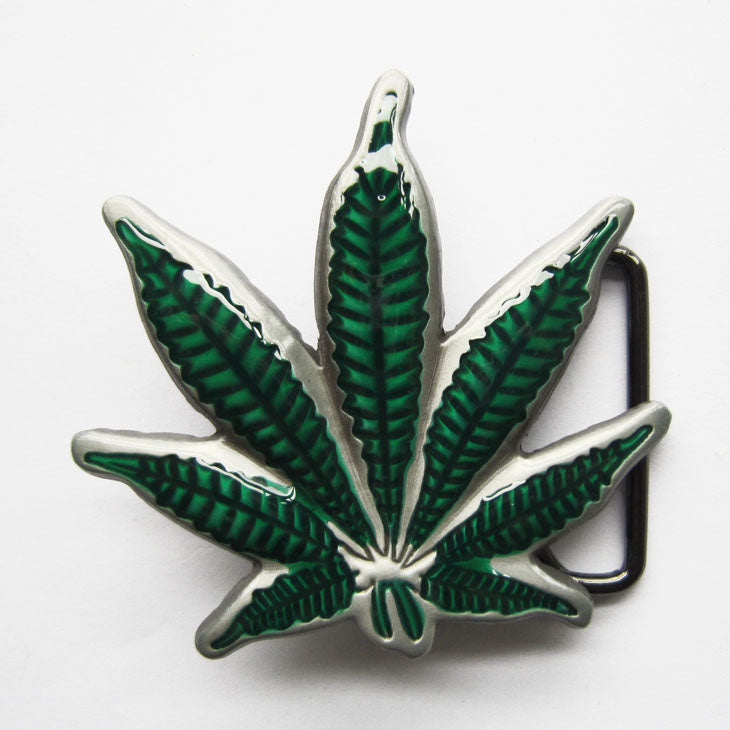 Belt Buckle Green Leaf