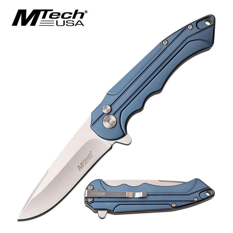 M-Tech USA Ball Bearing Pivot Blade Blue Folding Pocket Knife