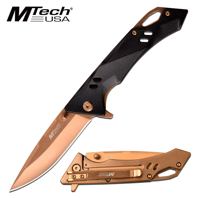 M-Tech USA Ball Bearing Pivot Blade Bronze Folding Pocket Knife