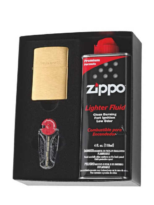 Zippo Brushed Brass Gift Pack 2591 Agung