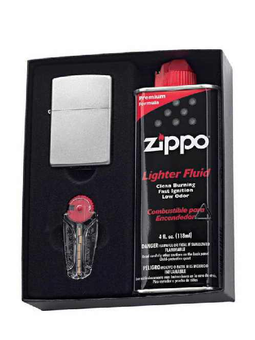 Zippo Satin Chrome Gift Pack 2592 Agung